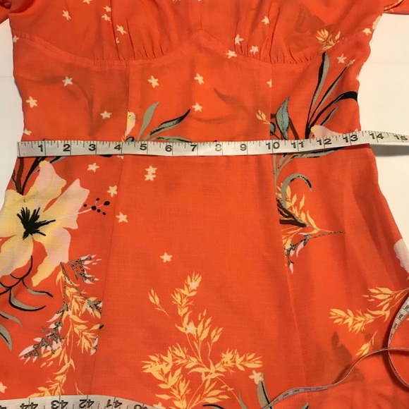 Urban Outfitters Midi Dress Coral Medium Floral - Picture 6 of 8